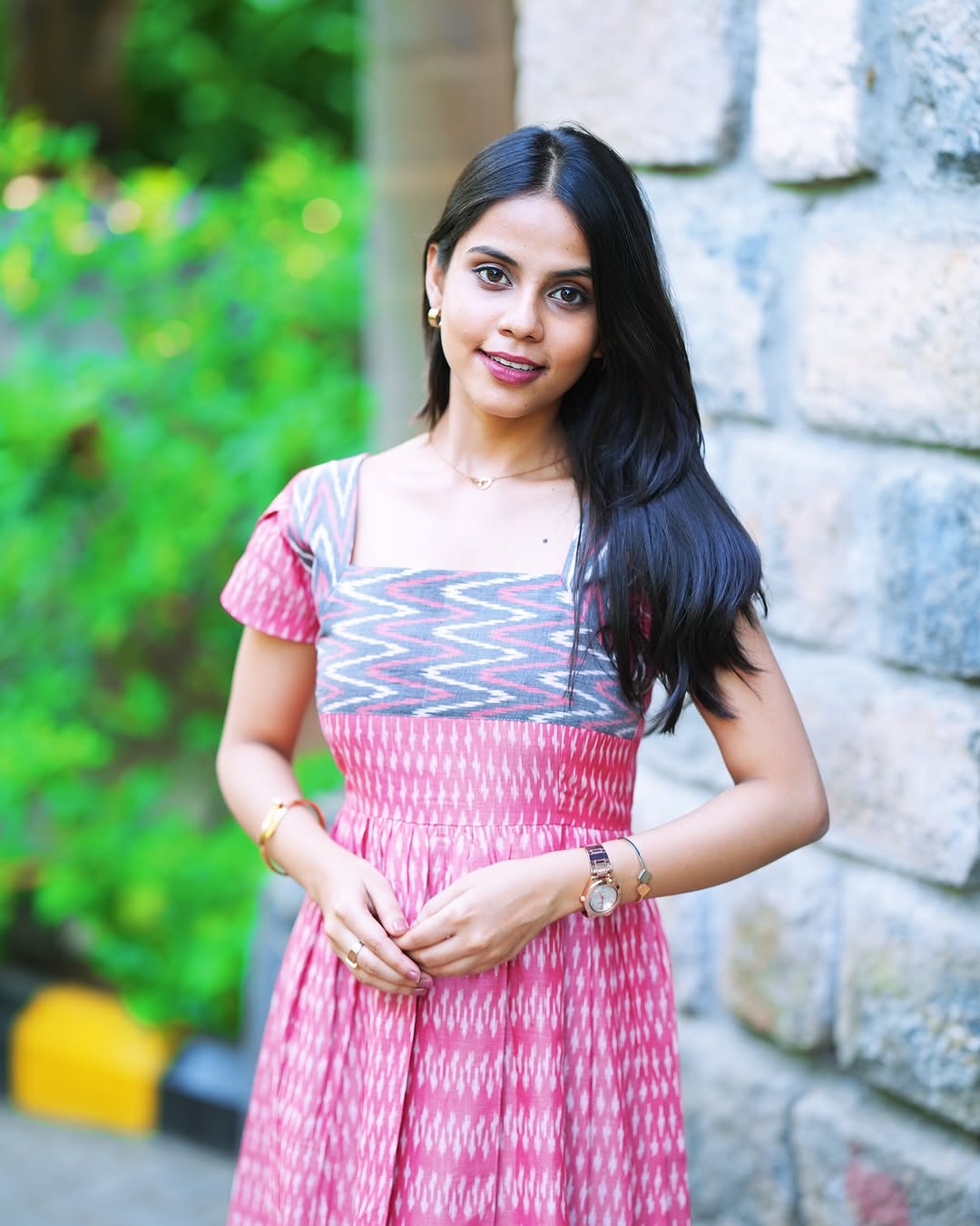 Saara - Pink Ikkat Frock