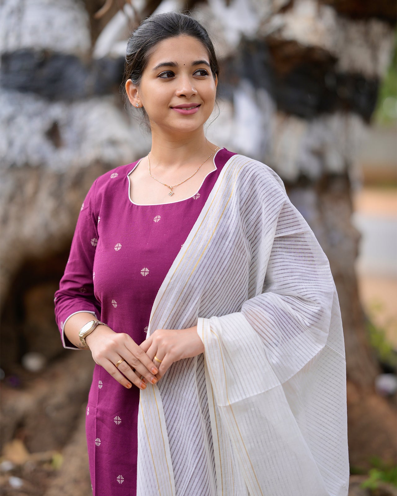 Anamika - Magenta Cotton Salwar set