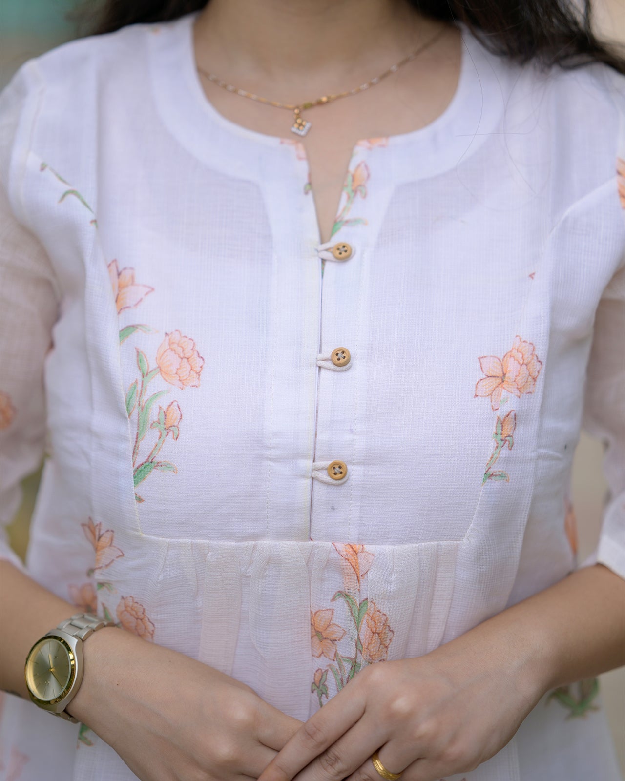 Amara - White Kota floral kurti