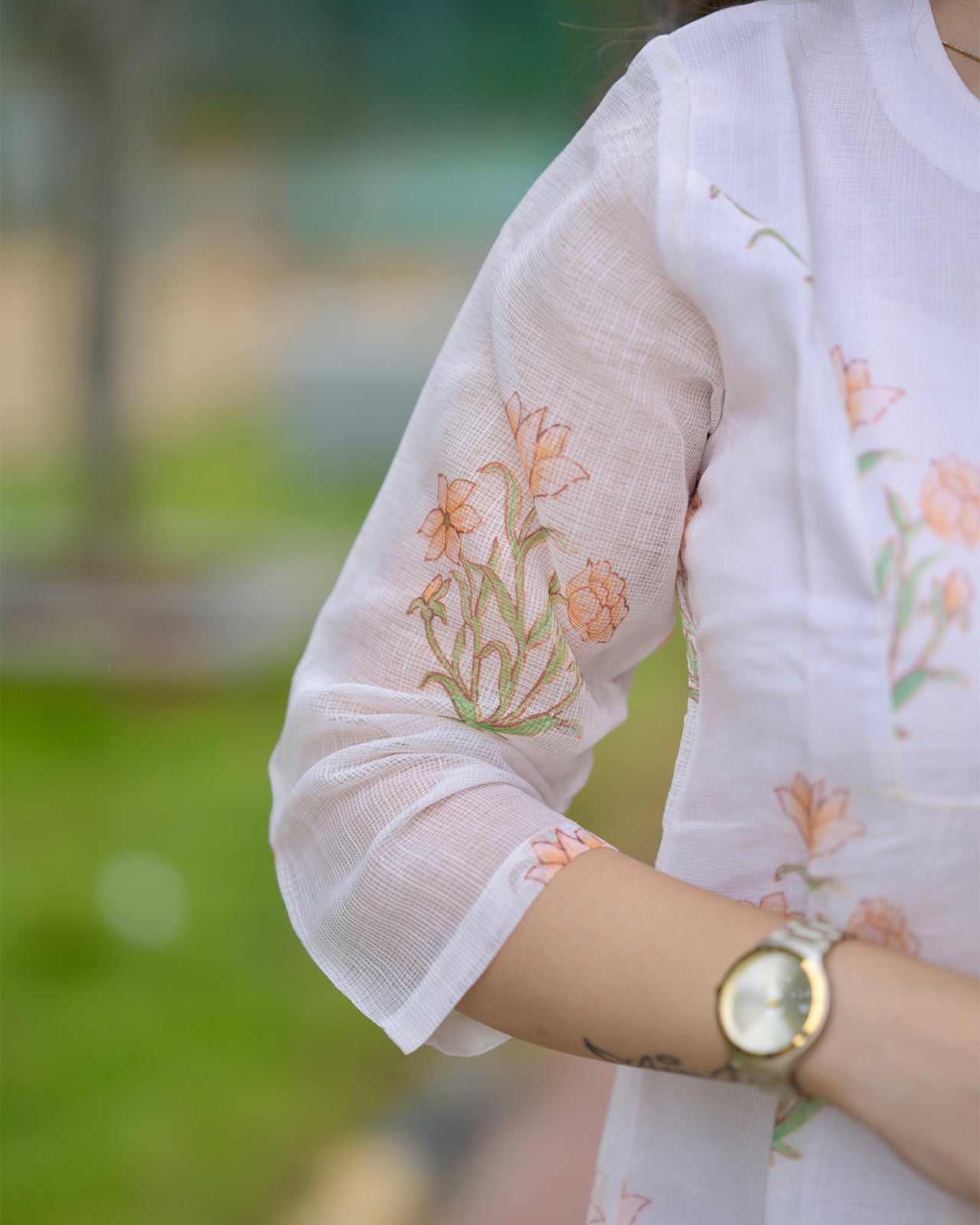 Amara - White Kota floral kurti