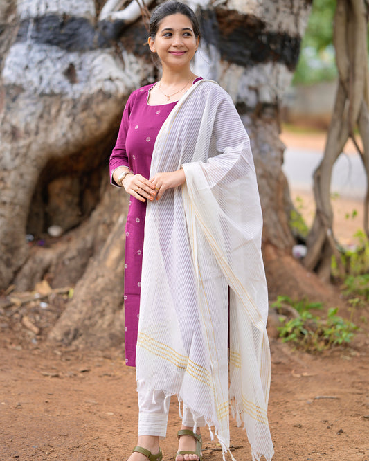 Anamika - Magenta Cotton Salwar set