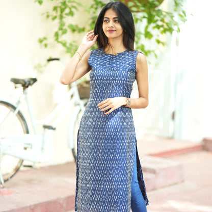 Navy Ikkat Kurta
