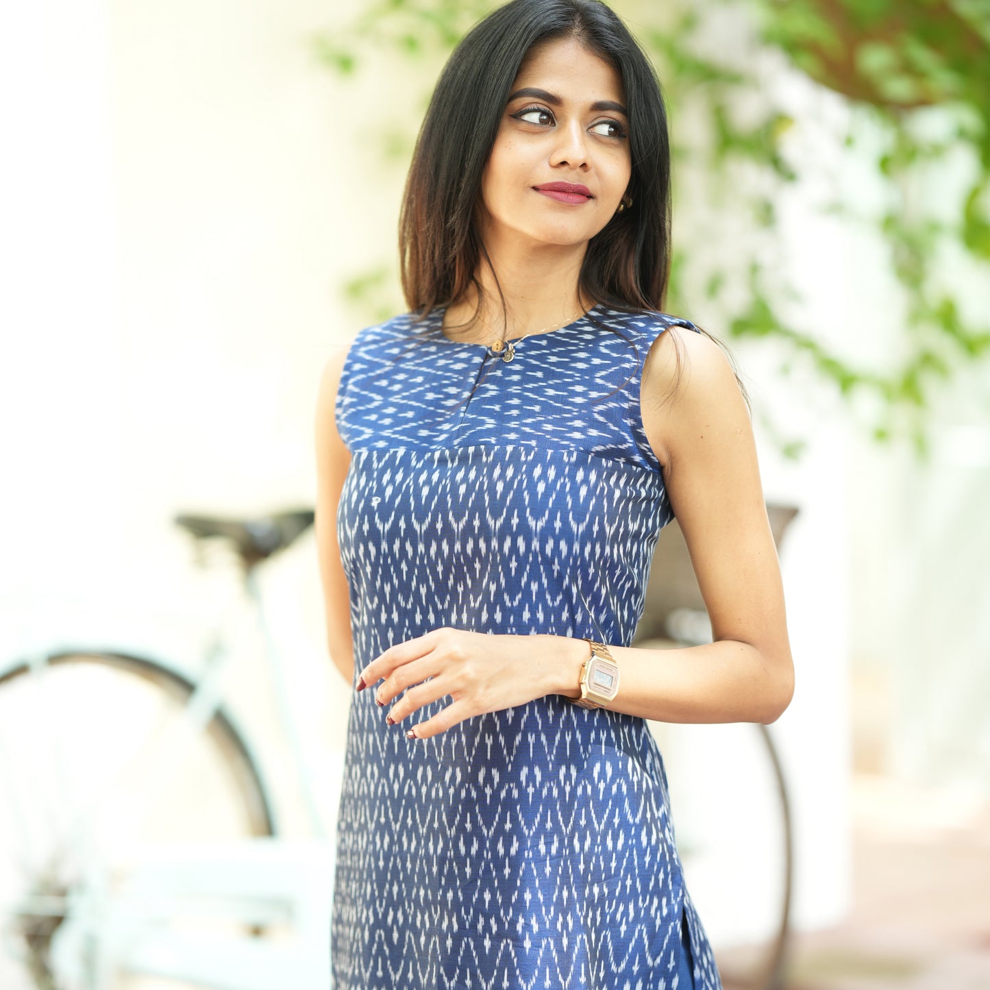 Navy Ikkat Kurta