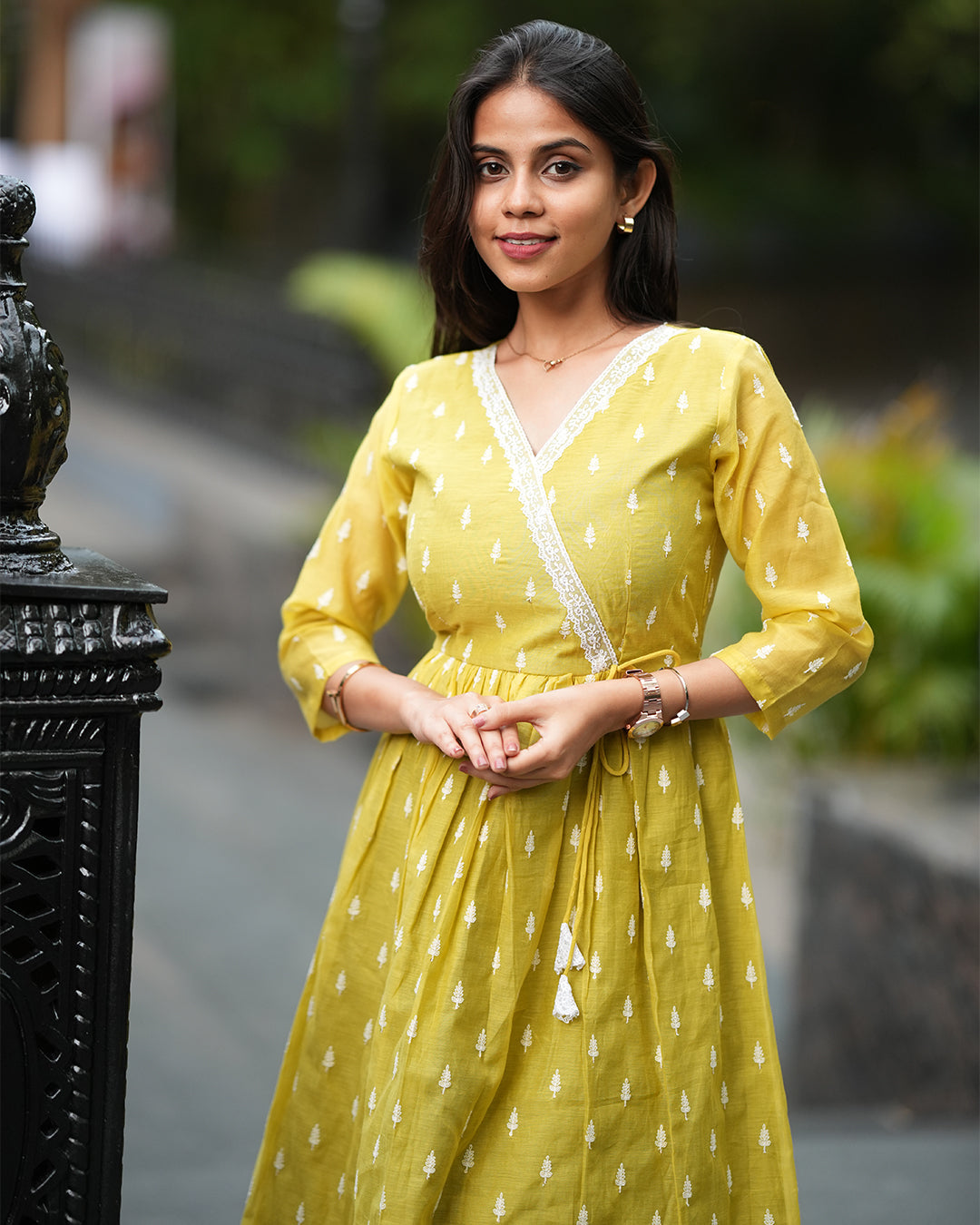 Lime Embroiderd frock