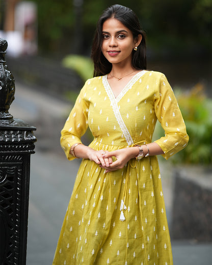 Lime Embroiderd frock