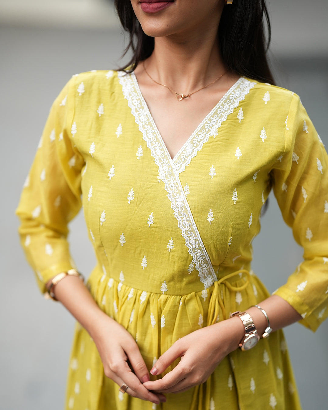 Lime Embroiderd frock