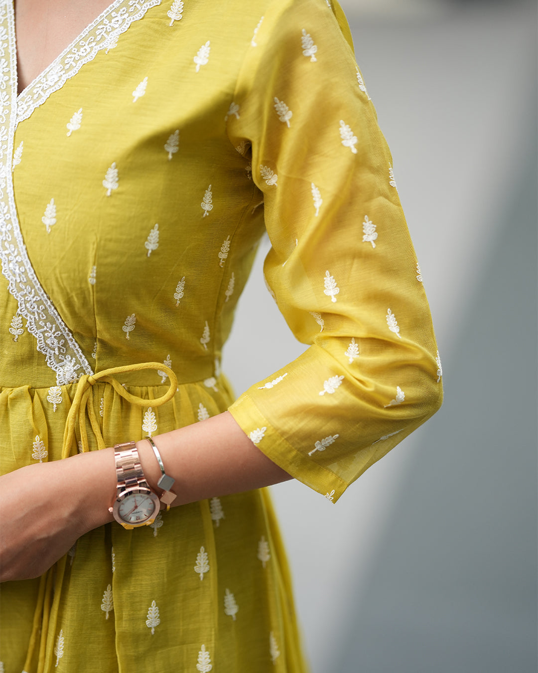 Lime Embroiderd frock