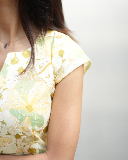 Saanvi - Warm Green Hakoba Frock