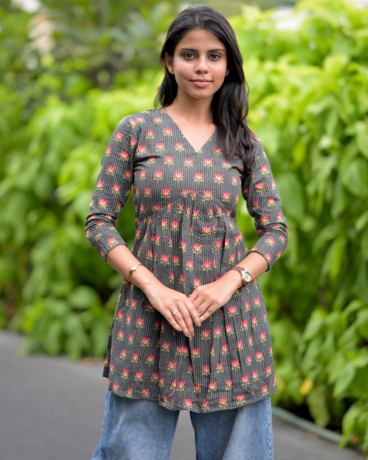 Aara - Grey Cotton Short kurti