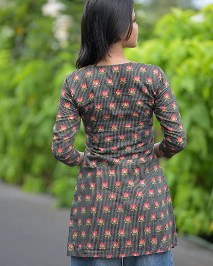 Aara - Grey Cotton Short kurti