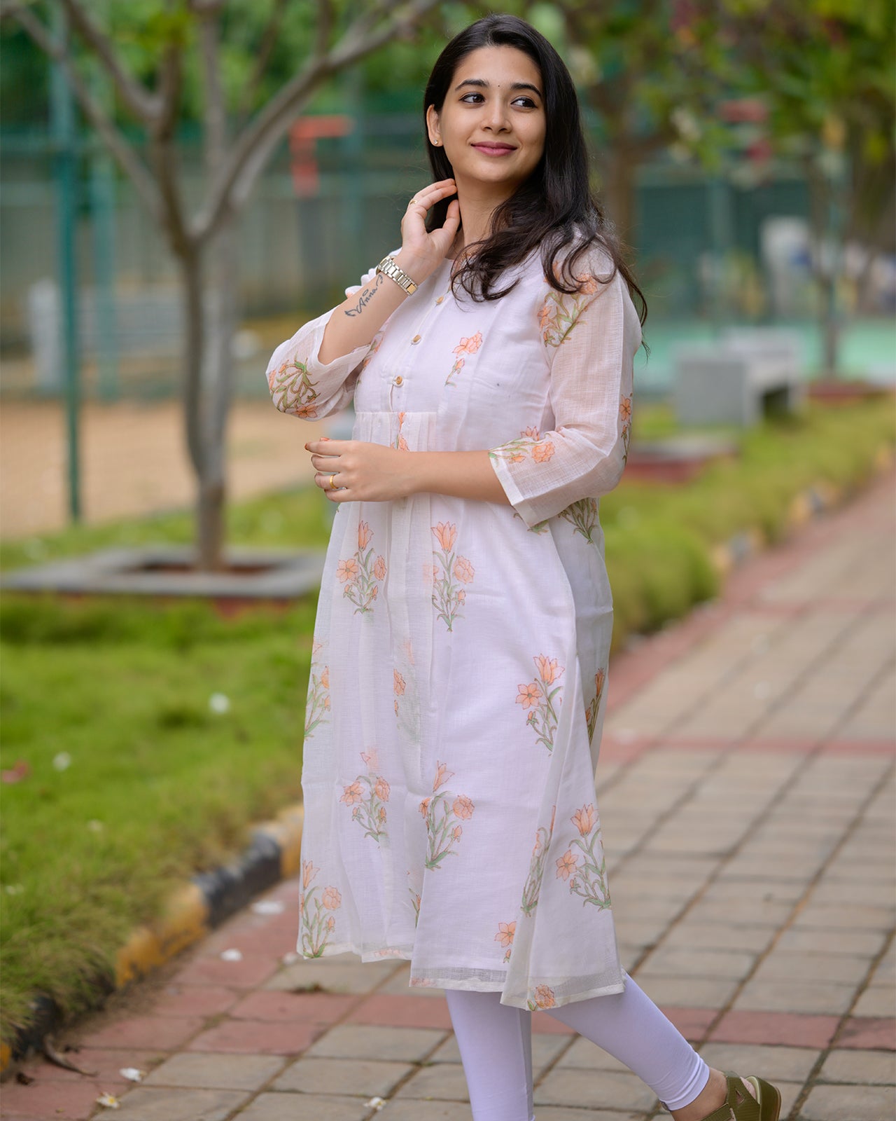 Amara - White Kota floral kurti