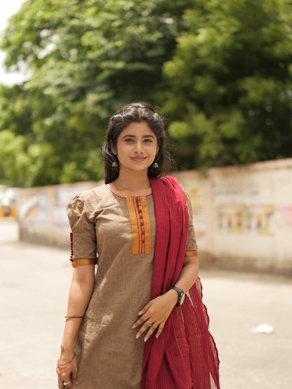 Arunika - Narayanpet Salwar Set (Taupe)