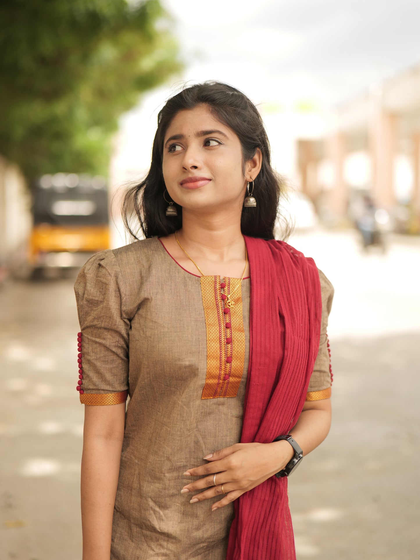 Arunika - Narayanpet Salwar Set (Taupe)