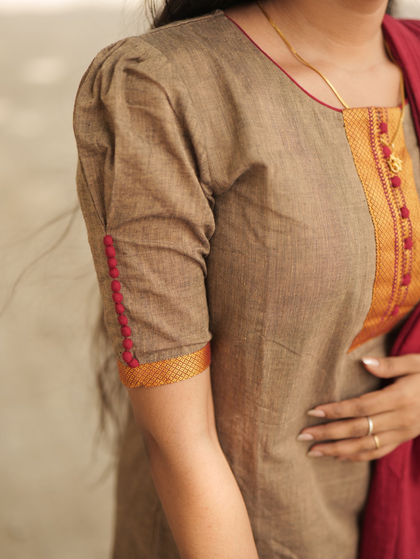 Arunika - Narayanpet Salwar Set (Taupe)