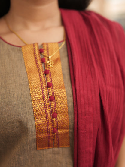 Arunika - Narayanpet Salwar Set (Taupe)