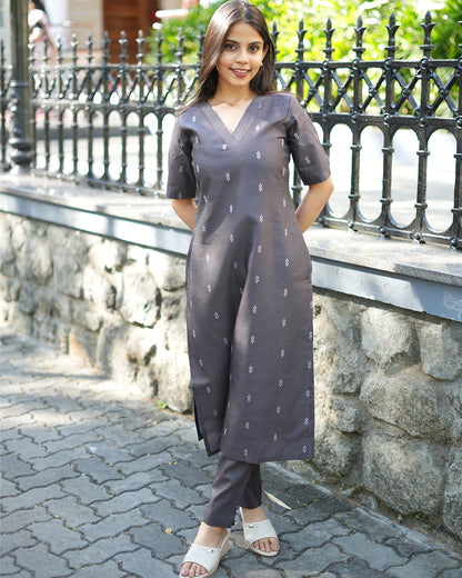 Vaanya - Grey Tussar co-ords