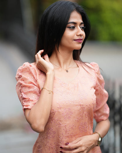 Brown Self embroided kurta