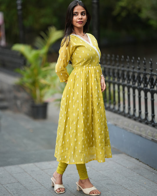 Lime Embroiderd frock
