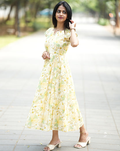 Saanvi - Warm Green Hakoba Frock